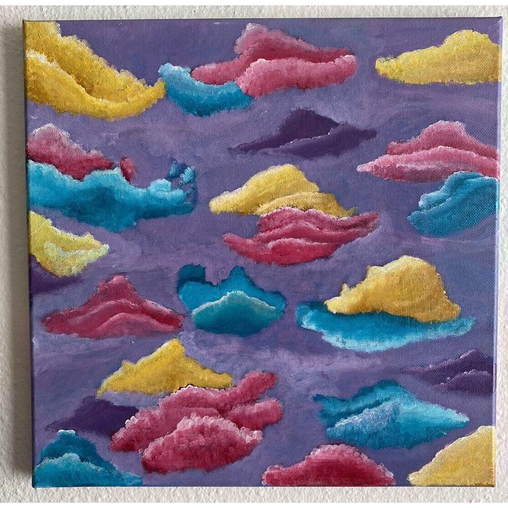 Clouds Painting Acrylic Colorful Dreamy Room House Decor 12 In X 12 In
